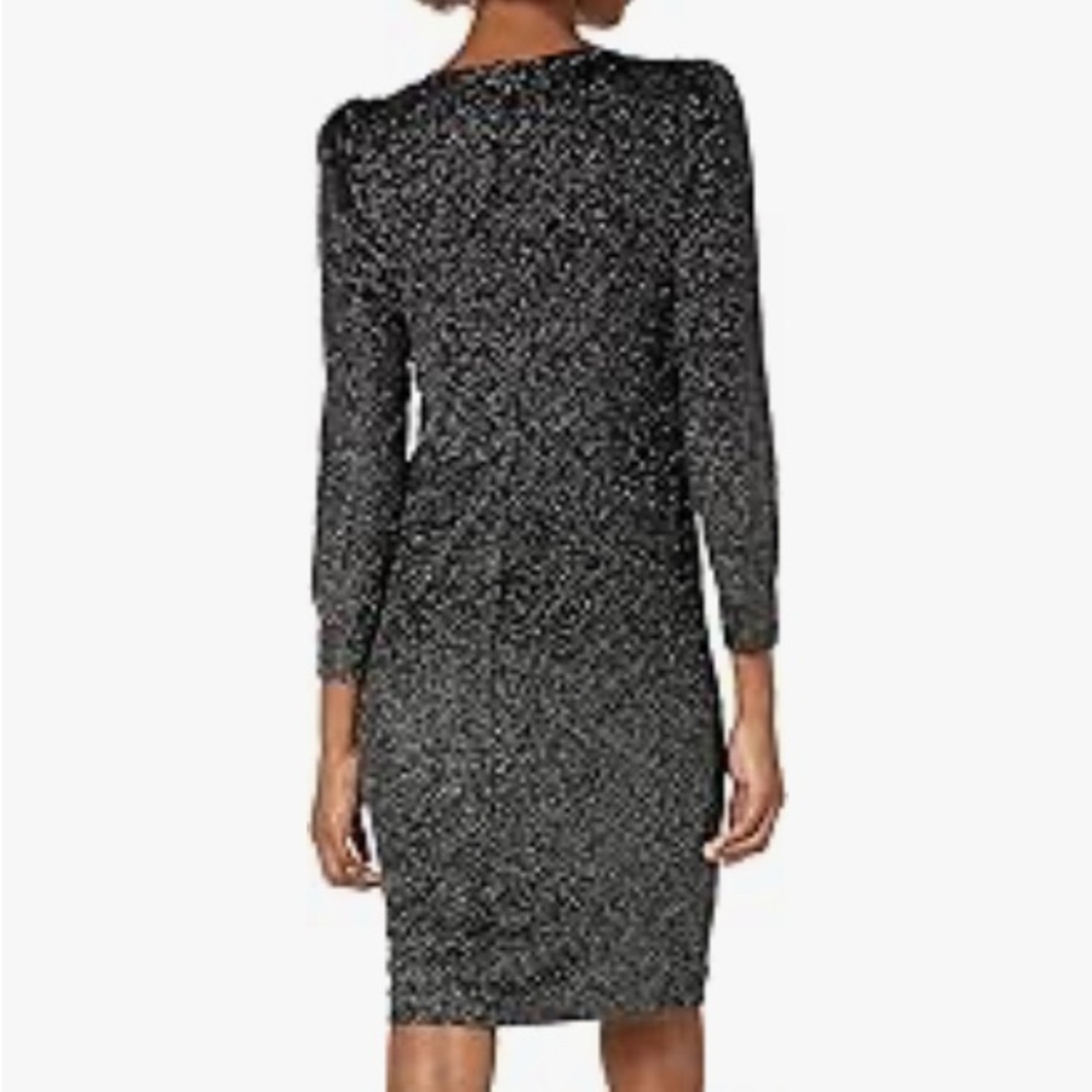Calvin Klein Long Sleeve V-Neck Sheath with Ruffle Skirt Detail Dress Size 10 - Picture 2 of 12